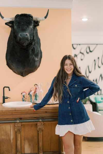 Country Festival Time Denim Button Down Dress