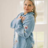 Cowgirl Up Denim Embroidered Top - Tops - Blouses - Blue B