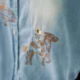 Cowgirl Up Denim Embroidered Top - Tops - Blouses - Blue B