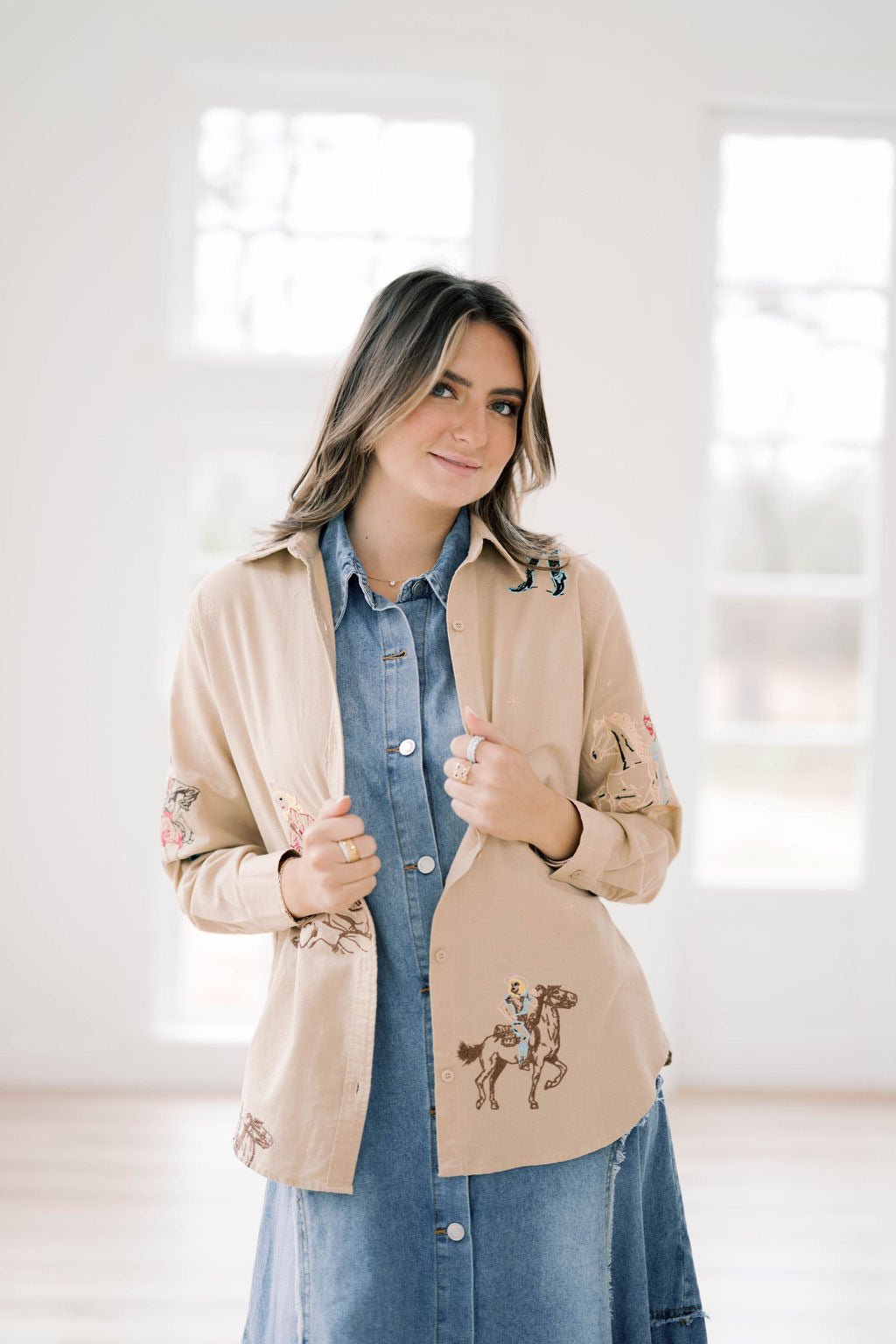 Cowgirl Up Embroidered Top - Tops - Blouses - Blue B