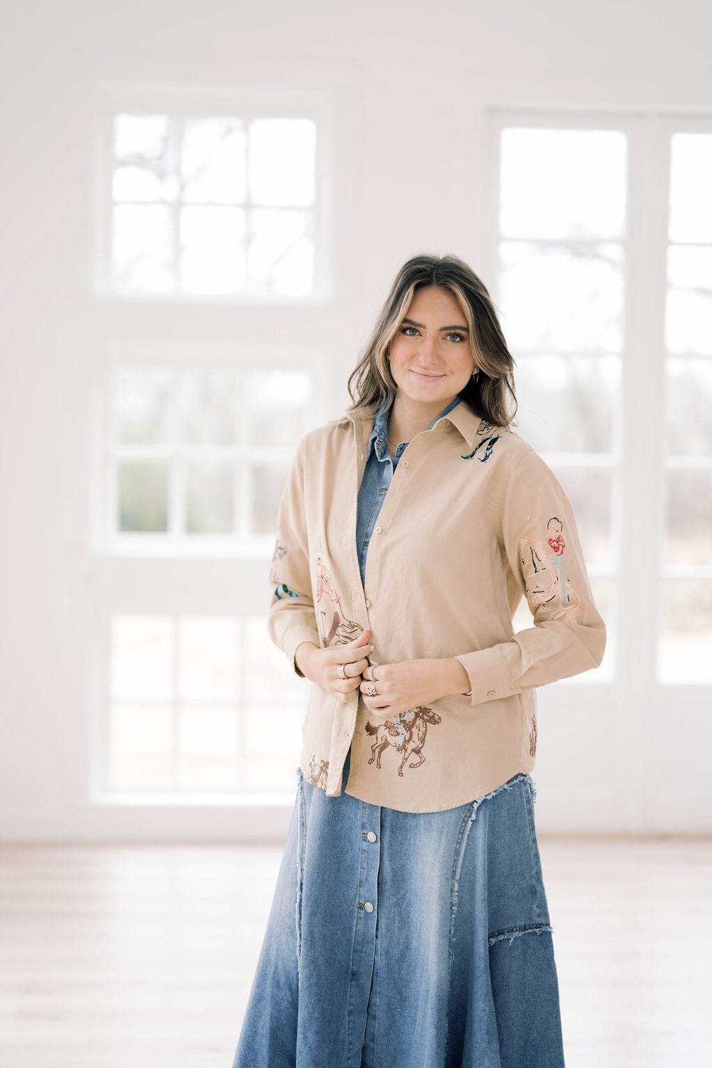 Cowgirl Up Embroidered Top - Tops - Blouses - Blue B