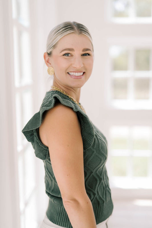 Criss Cross Olive Sweater Top - She & Sky