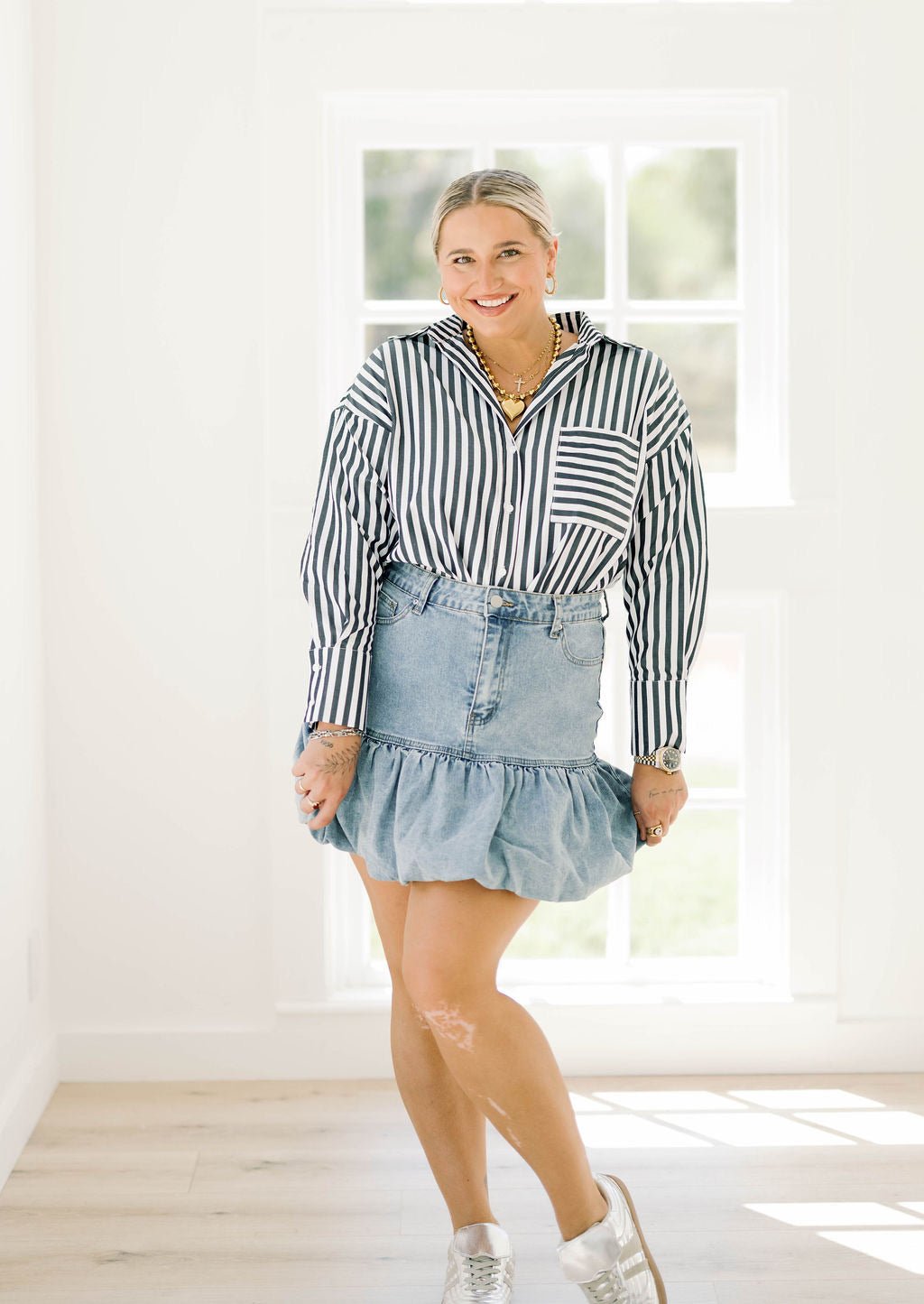 Cuddle Season Bubble Denim Skirt - Bottoms - Skirts - Blue B
