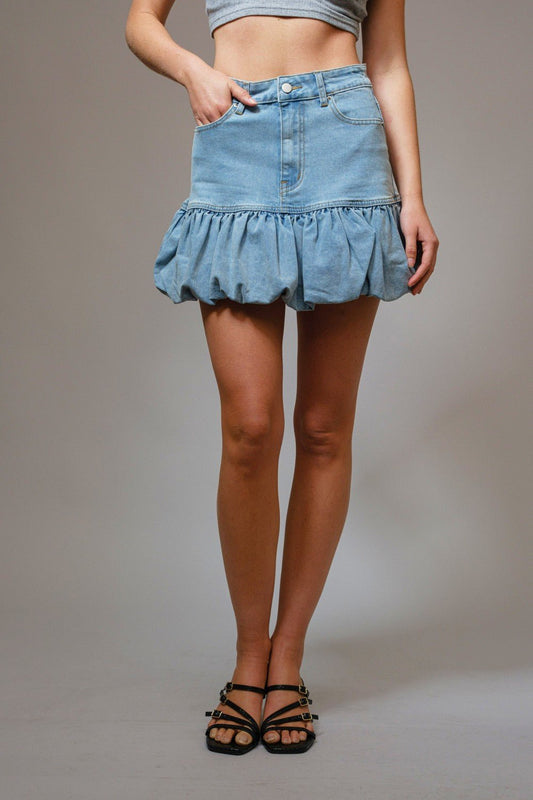 Cuddle Season Bubble Denim Skirt - Bottoms - Skirts - Blue B