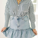Cuddle Season Bubble Denim Skirt - Bottoms - Skirts - Blue B
