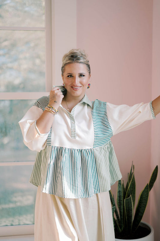 Days Off Flowy Striped Top - Tops - Blouses - She & Sky