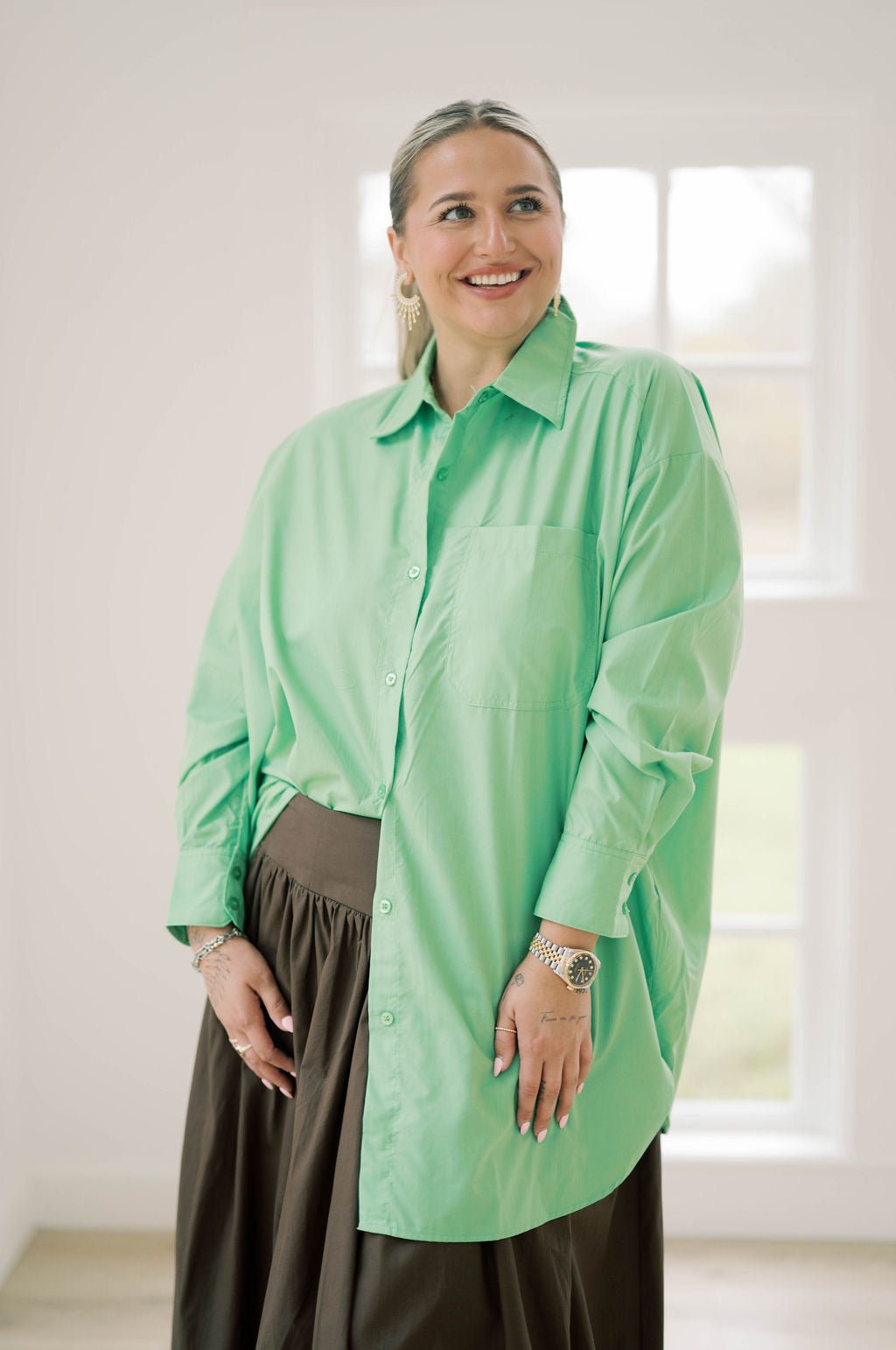 Delicate Daze Oversized Button Down Top