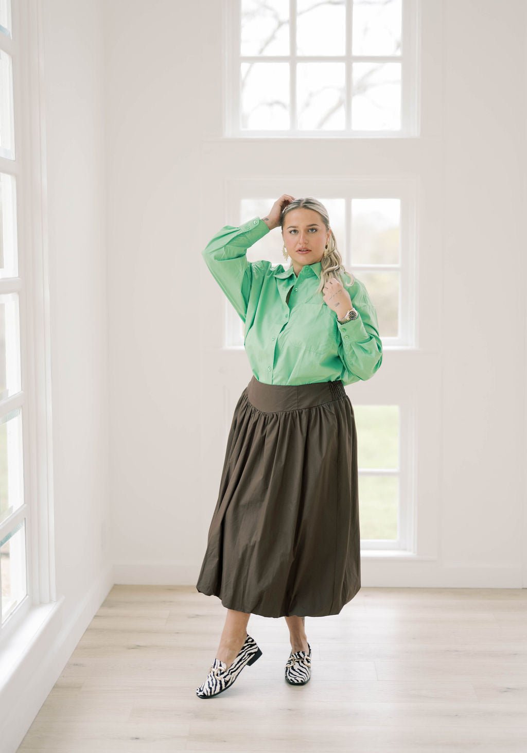 Delicate Daze Oversized Button Down Top - Tops - Blouses - She & Sky