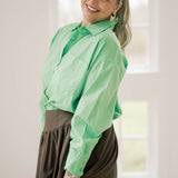 Delicate Daze Oversized Button Down Top - Tops - Blouses - She & Sky