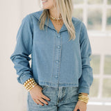 Denim Girl Button Down Top - Tops - Blouses - Things Between