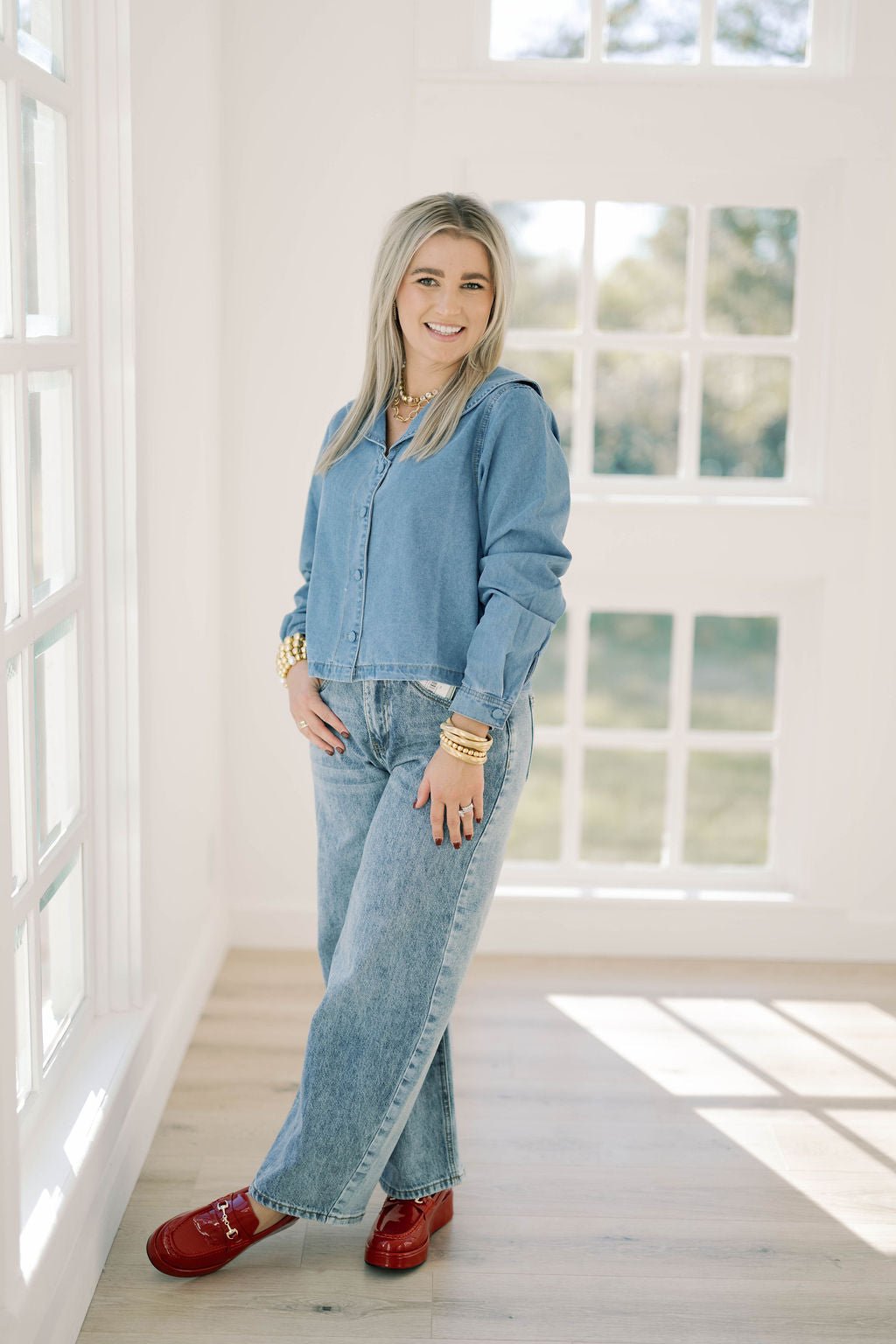 Denim Girl Button Down Top - Tops - Blouses - Things Between