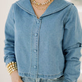 Denim Girl Button Down Top - Tops - Blouses - Things Between