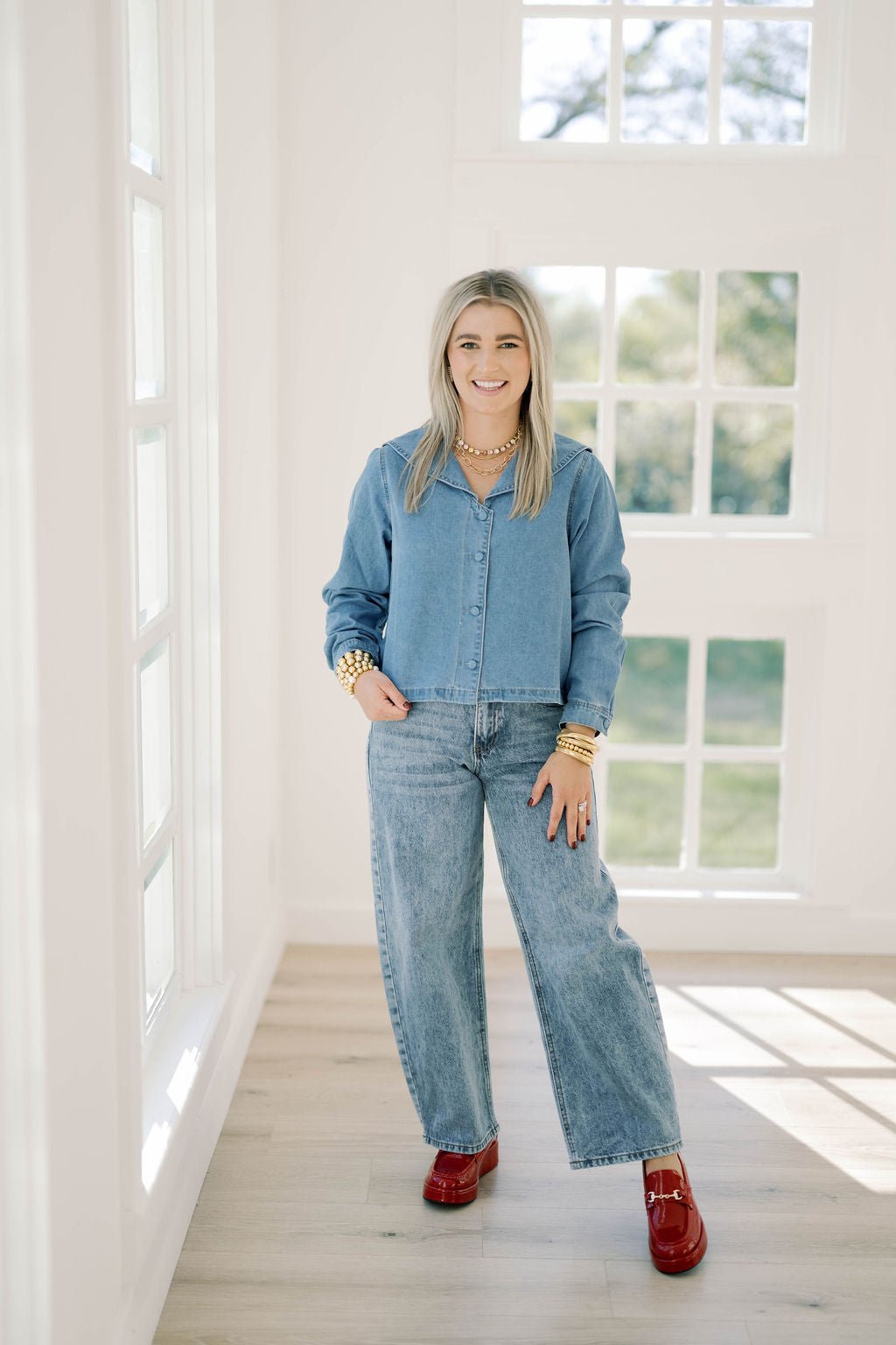 Denim Girl Button Down Top - Tops - Blouses - Things Between