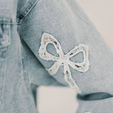 Denim Obsessed Cropped Bow Jacket - Outerwear - Jackets - Peach Love CA