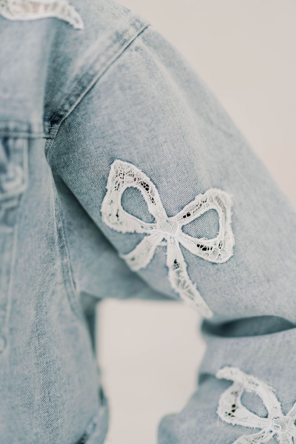 Denim Obsessed Cropped Bow Jacket - Outerwear - Jackets - Peach Love CA