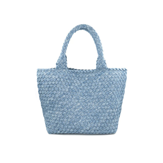 Denim Woven Large Tote