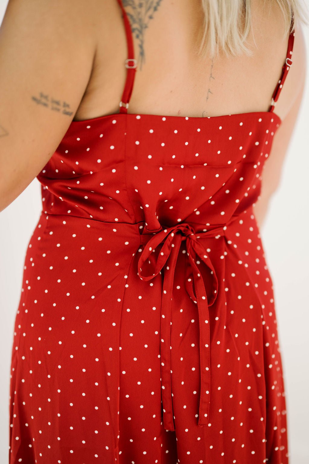 Dot Me Satin Midi Dress - Dresses - Things Between