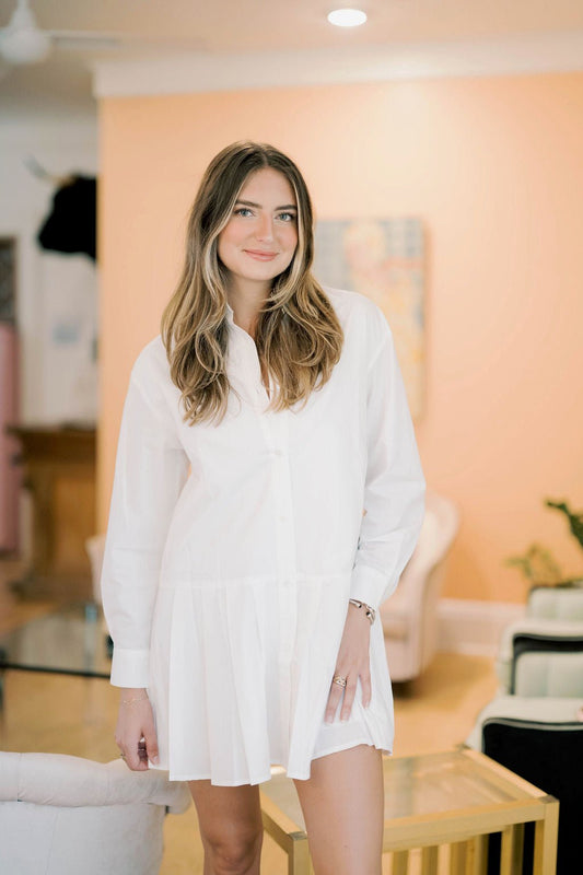Downtown Views Pleated White Dress - Dresses - Able