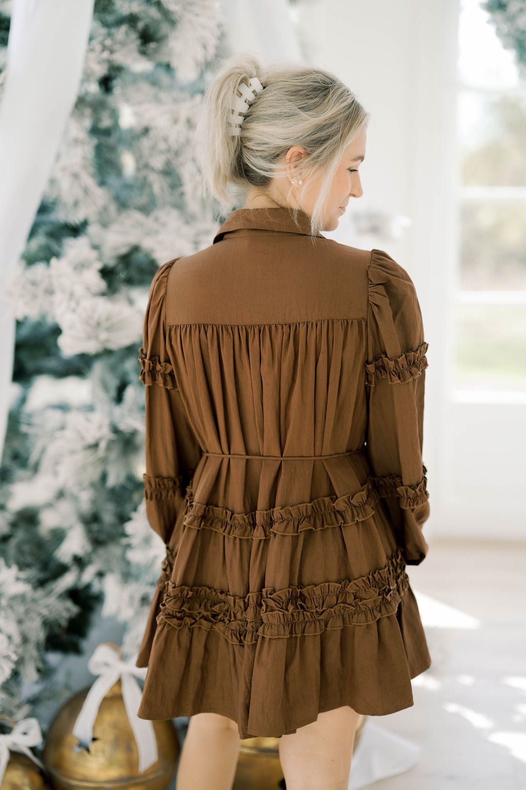 Evening Promise Belted Ruffle Mini Dress - Dresses - Heyson