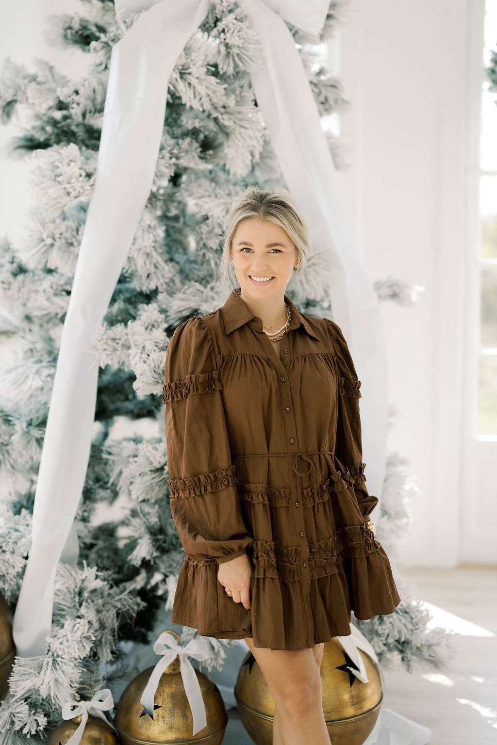 Evening Promise Belted Ruffle Mini Dress - Dresses - Heyson