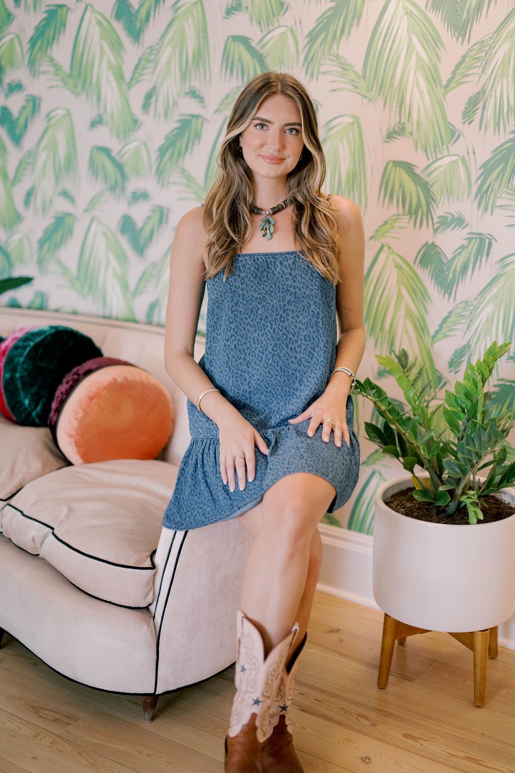 Eye of the Tiger Denim Leopard Dress - Dresses - Needii