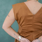 Fall Foliage Satin Midi Dress - Dresses - Heyson