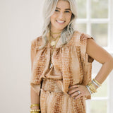 Fall Frenzy Croc Cropped Top - Tops - Blouses - Adrienne