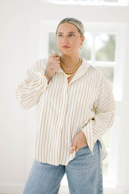 Fall Times Button Down Top - Tops - Blouses - Heyson
