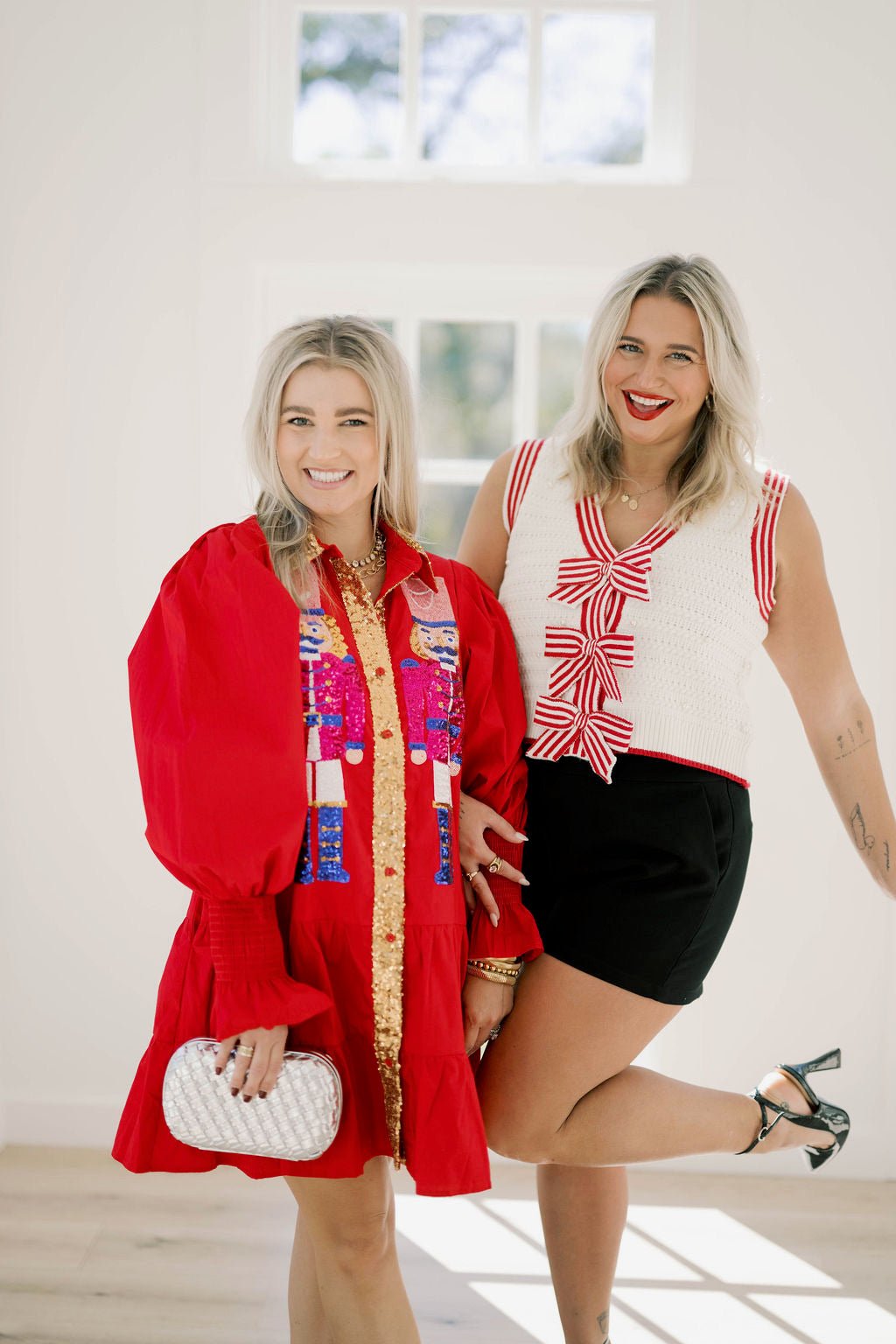 Festive Time Sequin Nutcracker Shirt Dress - Dresses - Peach Love CA