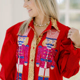 Festive Time Sequin Nutcracker Shirt Dress - Dresses - Peach Love CA
