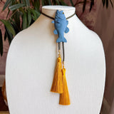 Fish Bolo Storm Blue with Olive Green & Golden Yellow - Jewelry - Necklaces - Rahya