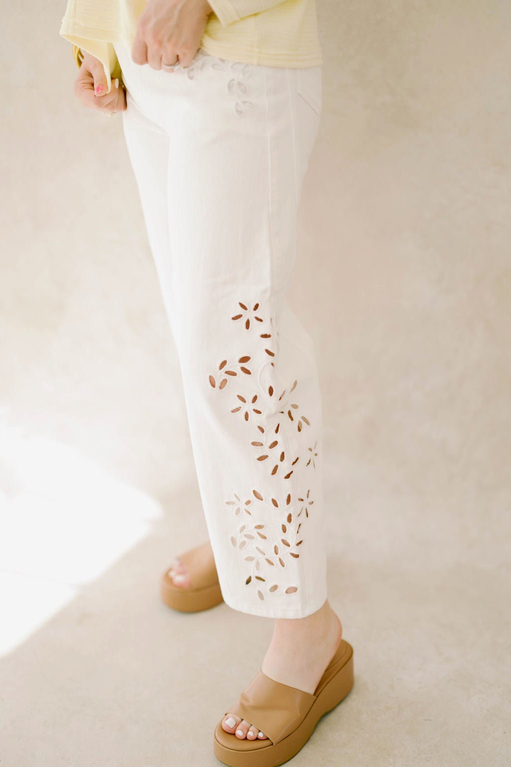 Floral Gardens Cutout Barrel Jeans - Bottoms - Pants - Saige Denim