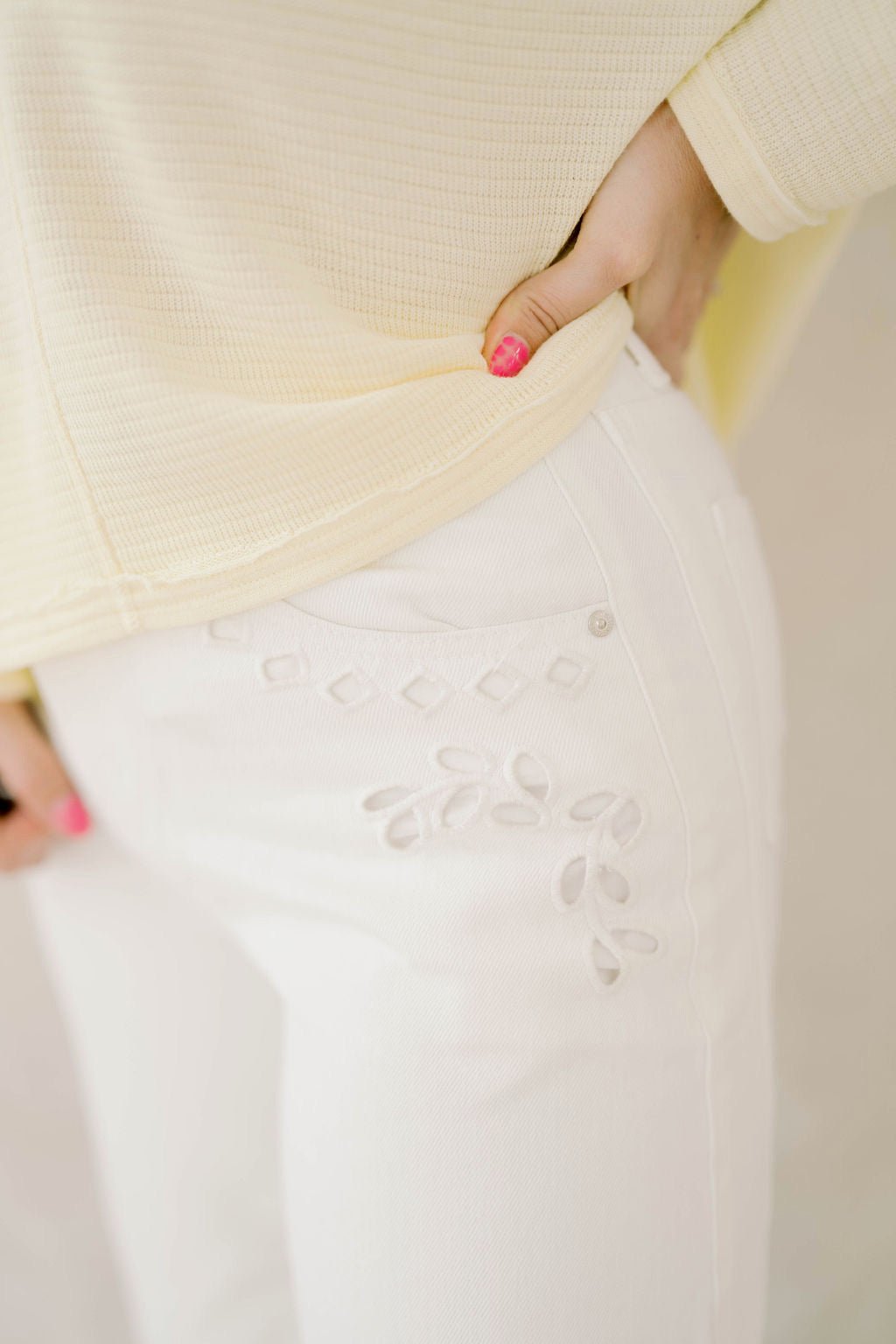 Floral Gardens Cutout Barrel Jeans - Bottoms - Pants - Saige Denim