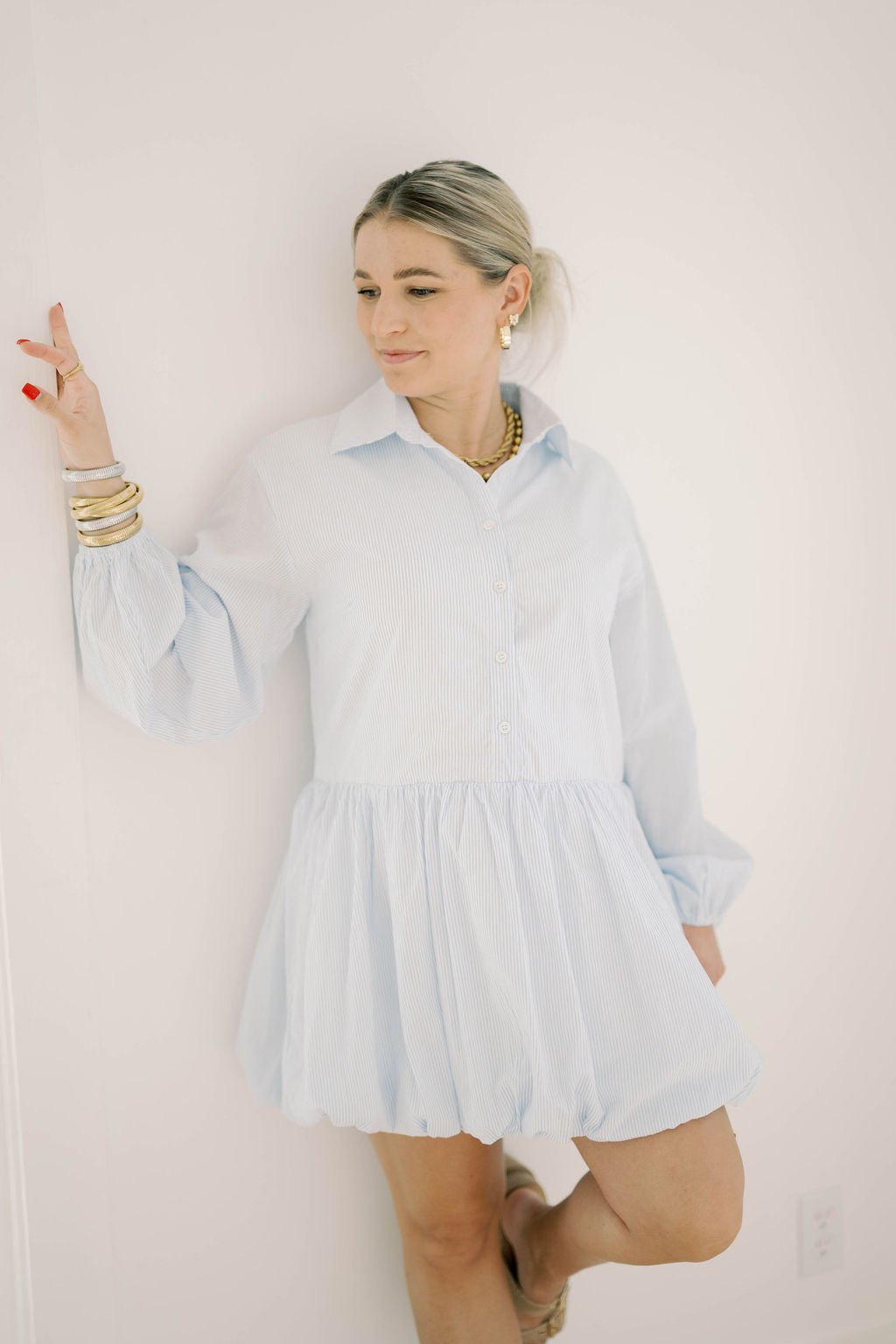 Garden Views Bubble Striped Dress - Dresses - Able