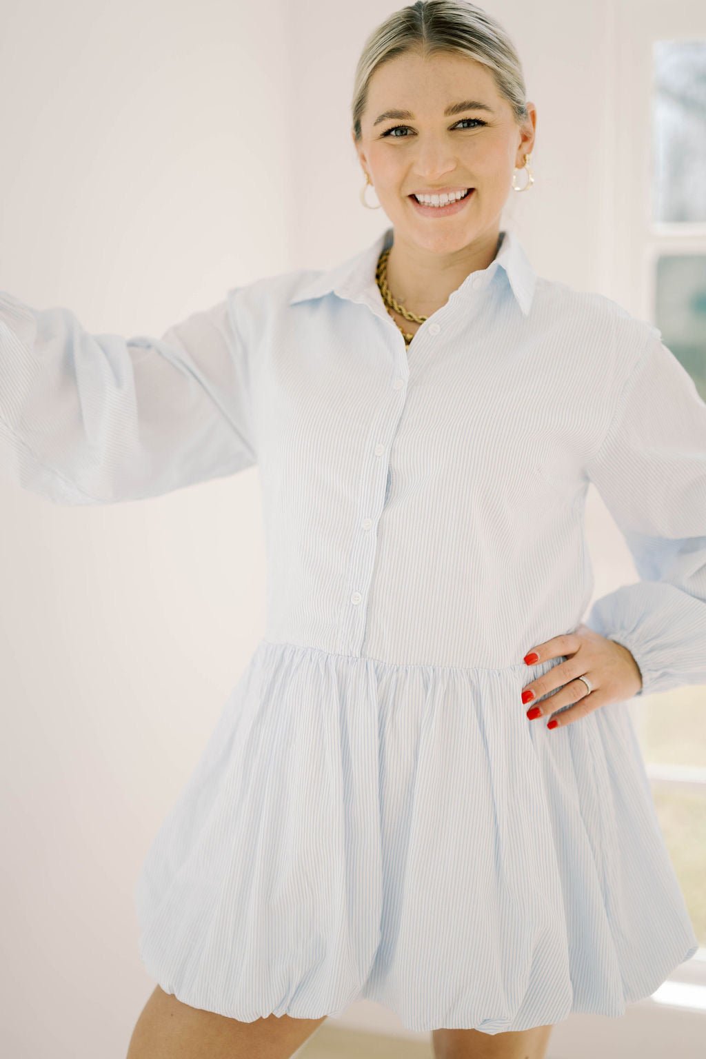 Garden Views Bubble Striped Dress - Dresses - Able