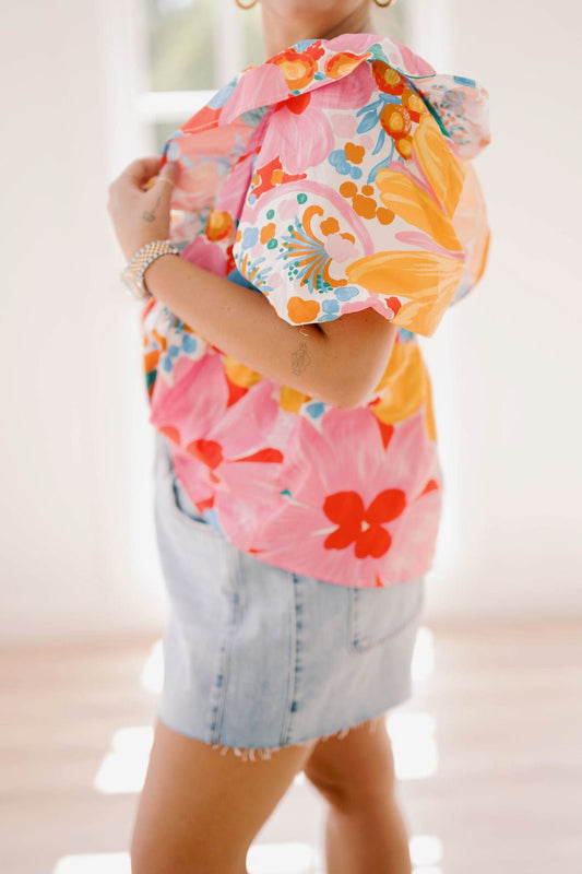 Gardenscapes Short Sleeve Top - Tops - Blouses - Adrienne