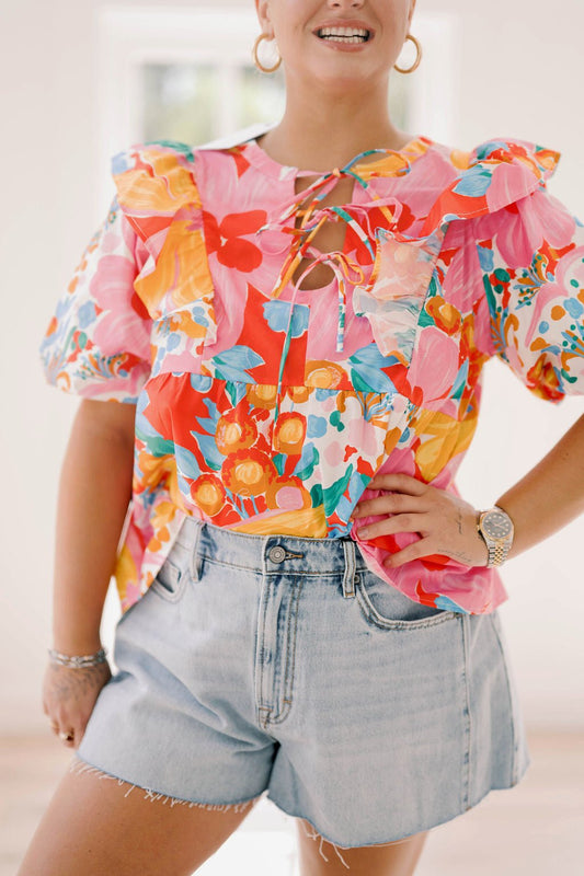 Gardenscapes Short Sleeve Top - Tops - Blouses - Adrienne