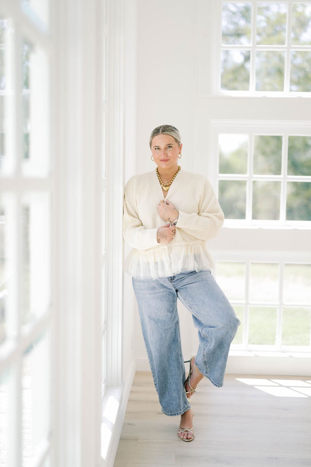 Gather Together Tulle Hem Cardigan - Tops - Sweaters - Heyson
