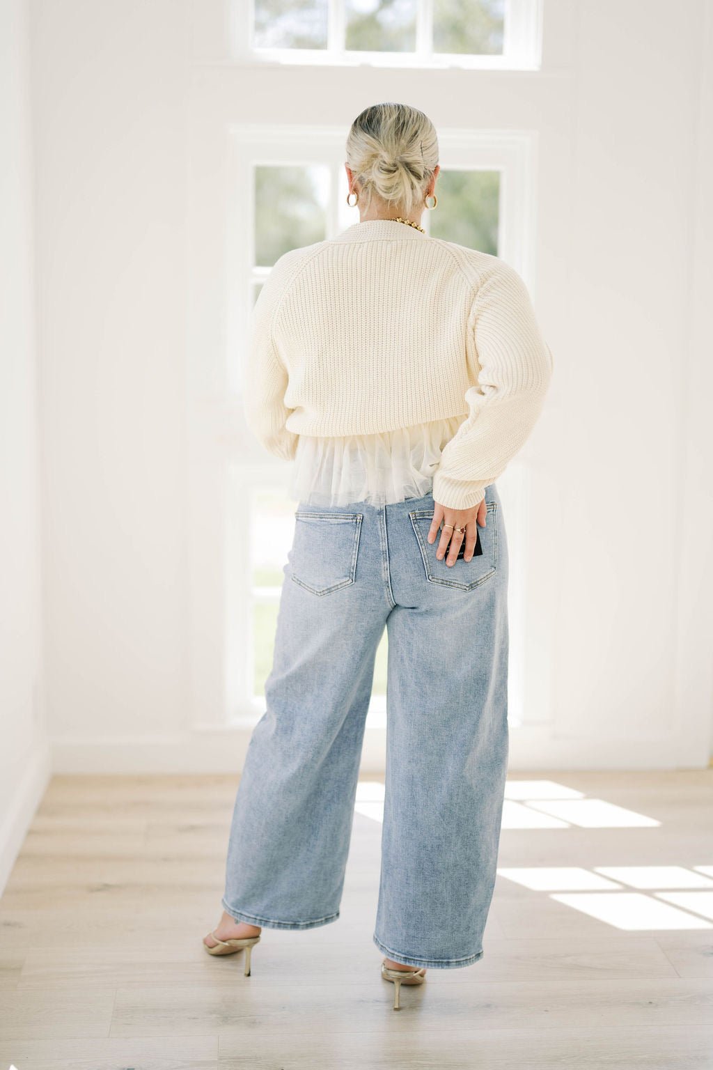 Gather Together Tulle Hem Cardigan - Tops - Sweaters - Heyson