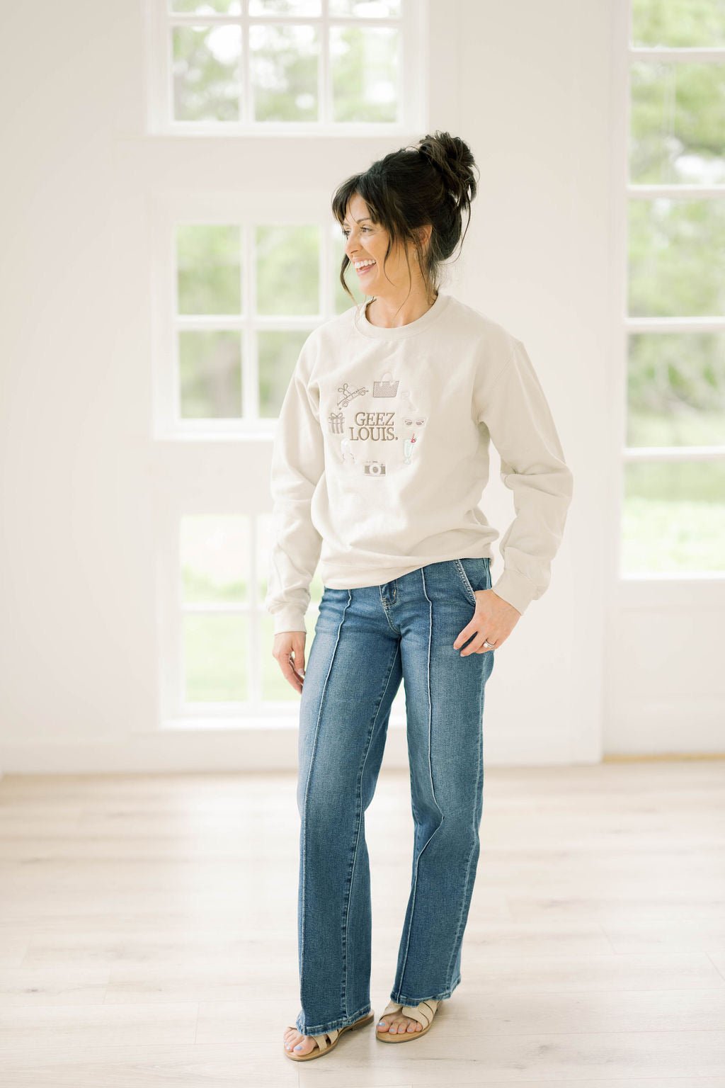 Geez Louis Embroidered Sweatshirt - Tops - Tees - Summer Tees