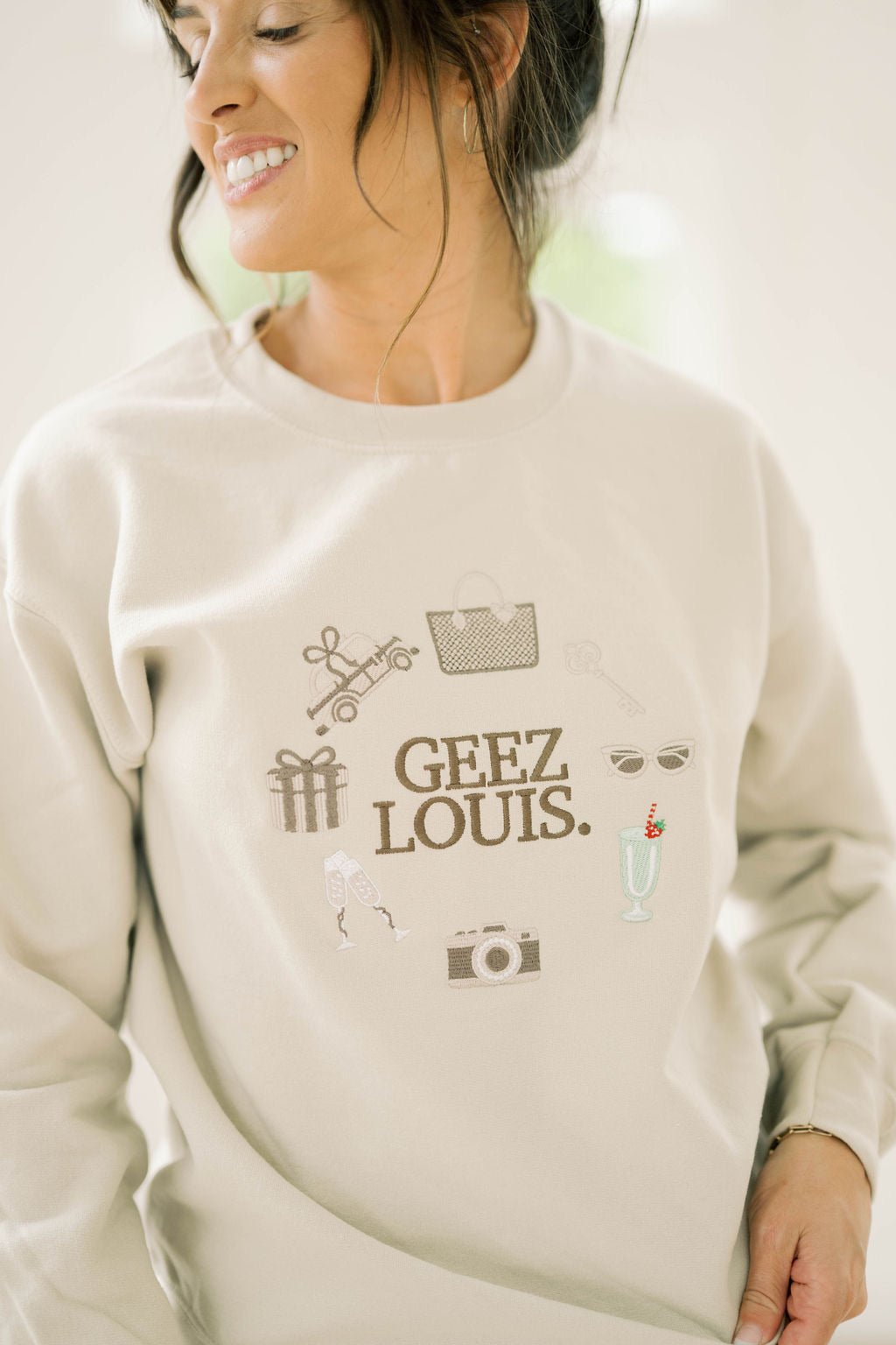 Geez Louis Embroidered Sweatshirt - Tops - Tees - Summer Tees