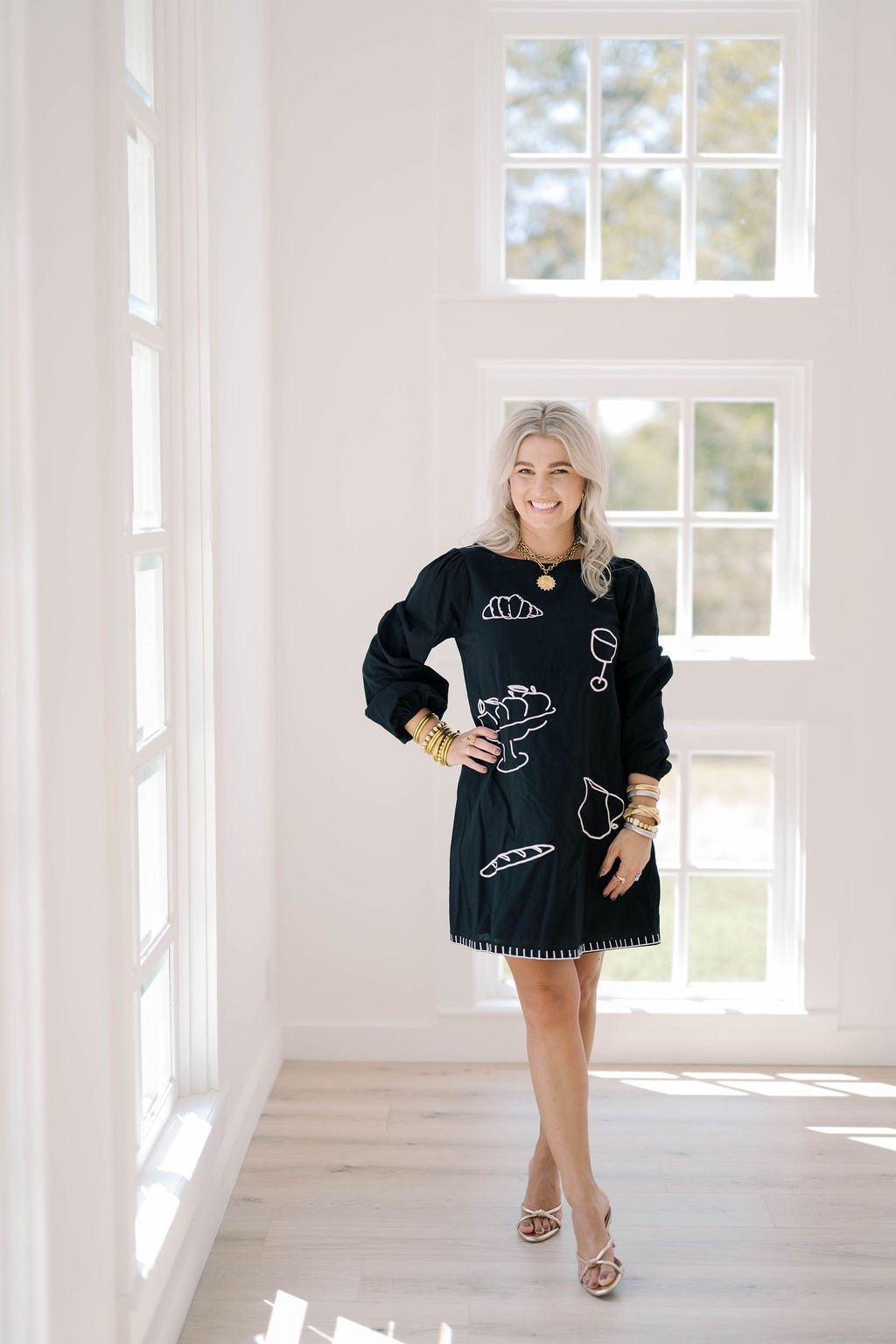 Giving Thanks Embroidered Mini Dress - Dresses - Able