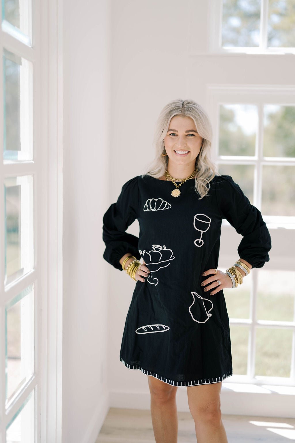 Giving Thanks Embroidered Mini Dress - Dresses - Able