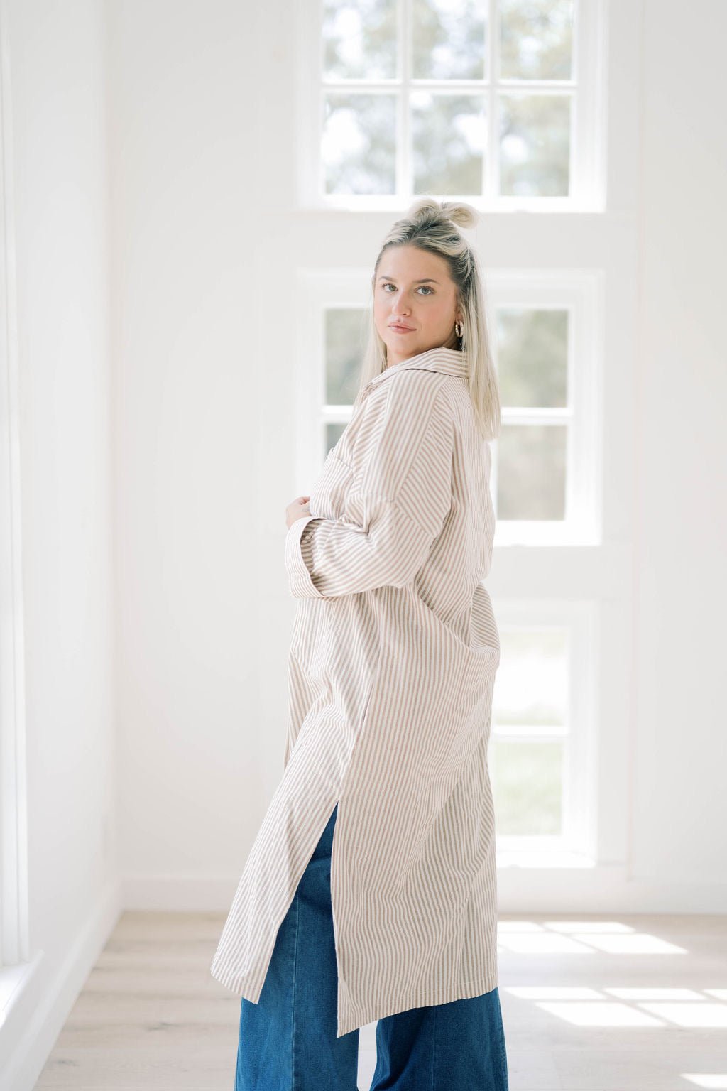 Giving Thanks Stripe Midi Shirt Dress - Dresses - Illa Illa