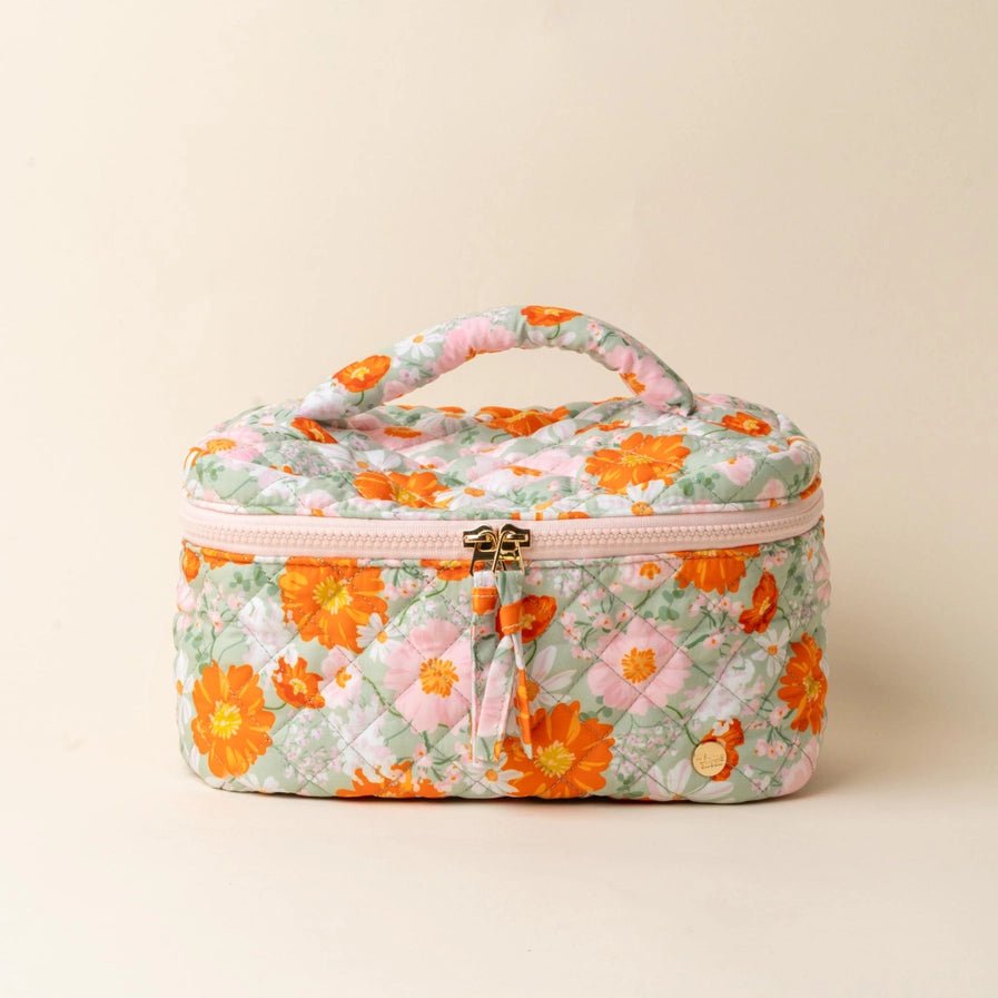 Glam & Go Quilted Cosmetic Bag - Bouquet Beauty Sage - Accessories - Travel - Darling Effect