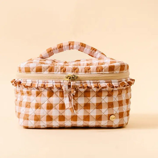 Glam & Go Quilted Cosmetic Bag - Maple Gingham - Accessories - Travel - Darling Effect