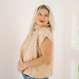 Glitz & Glam Mock Neck Sweater Top - Tops - Sweaters - She & Sky