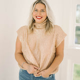 Glitz & Glam Mock Neck Sweater Top - Tops - Sweaters - She & Sky