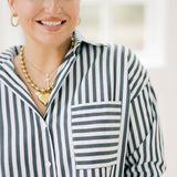 Go Times Striped Button Down Shirt - Tops - Blouses - Q2
