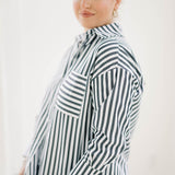 Go Times Striped Button Down Shirt - Tops - Blouses - Q2